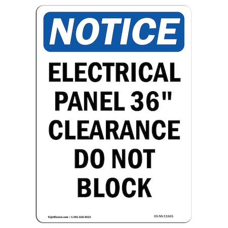 Signmission OSHA Notice, 7" Height, Electrical Panel 36 Clearance Sign, 7" X 5", Portrait OS-NS-D-57-V-11665